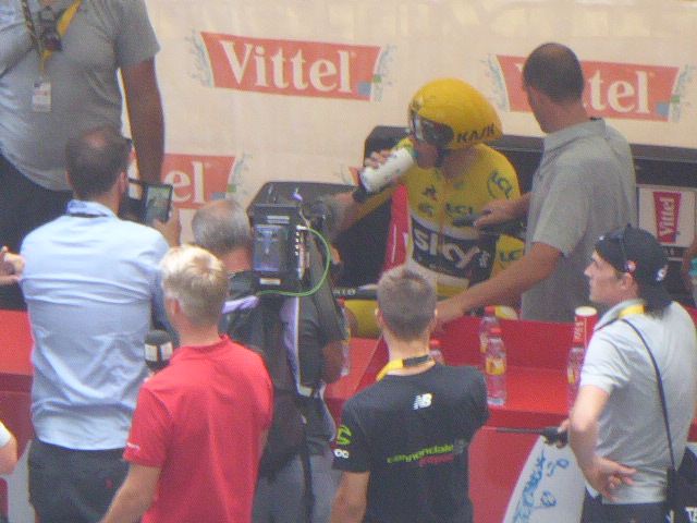 Chris Froome taking a sip
